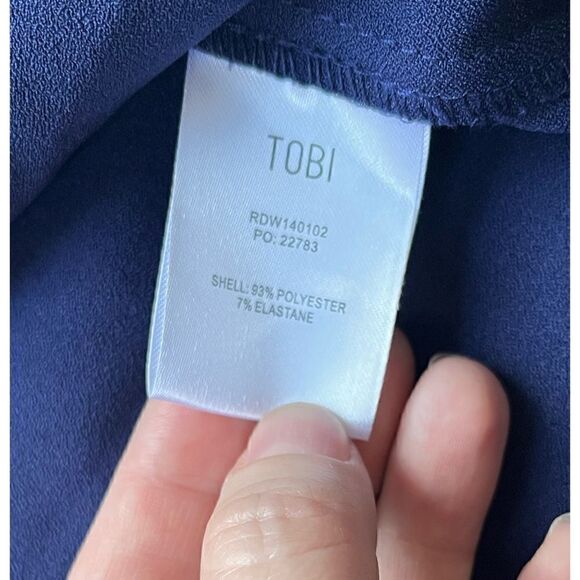 Tobi Navy Blue 3/4 Sleeve V-Neck Sheath Shift Mini Dress, Size Small - Picture 11 of 15